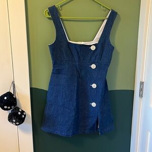 60s FEEL JEAN MINI DRESS WITH BUTTONS